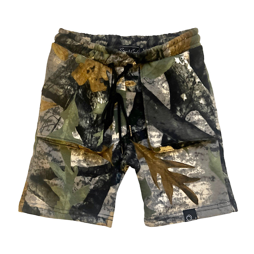 Oversized Pocket Fleece Shorts - Grey Camo