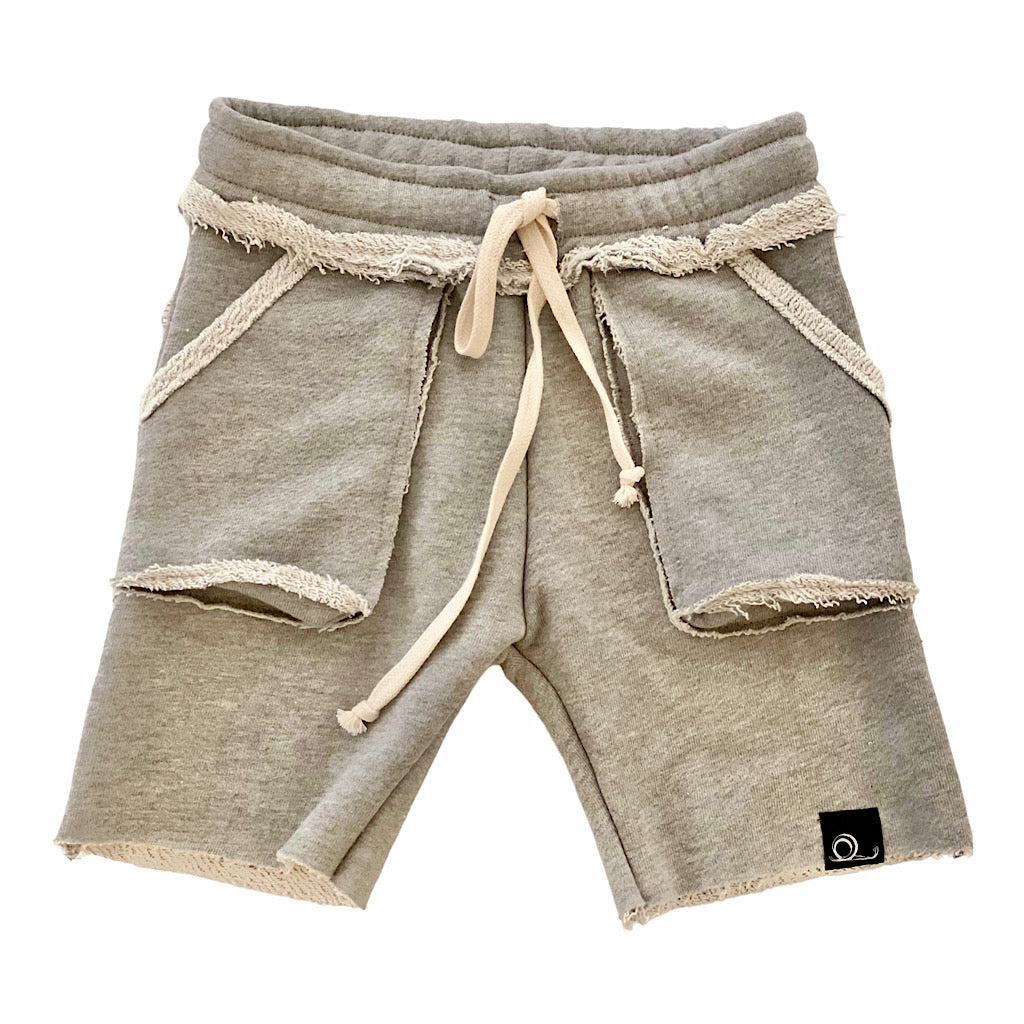 Raw French Terry Shorts - Heather Grey